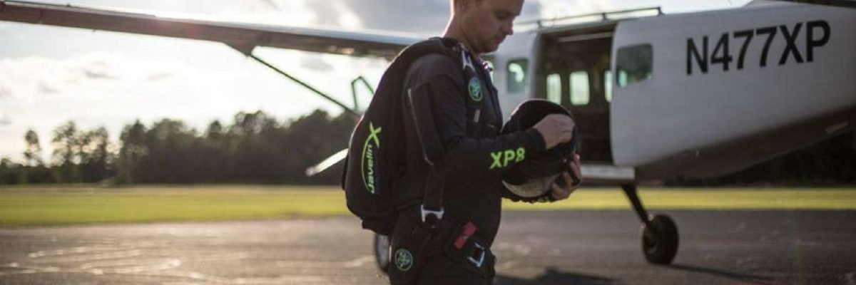 jumper about to board skydiving plane
