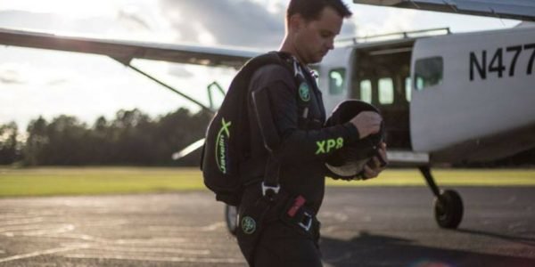 jumper about to board skydiving plane