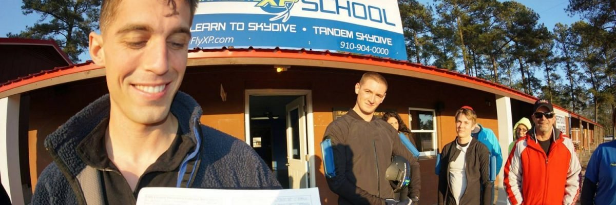 young man achieves skydiving a license
