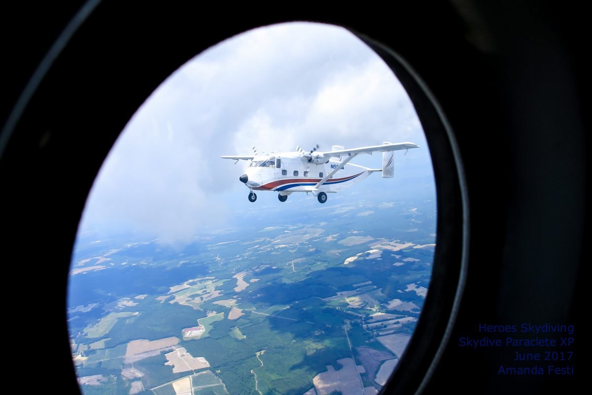 skydiving airplane flying in air 