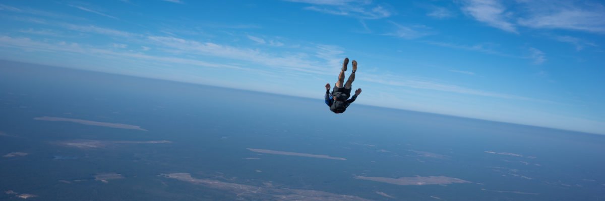 skydiver tracking away in freefall