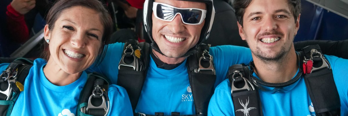 skydiving with friends in airplane